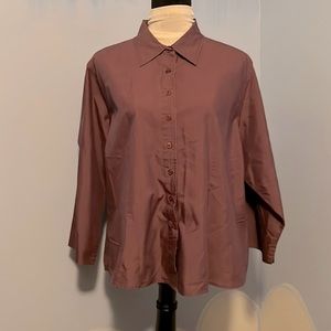 Kathy Lee Women’s plum 3/4 sleeve button down shirt, size 18-20W, $7